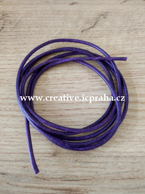 Kůže kulatá 2mm - fialová cca 1m